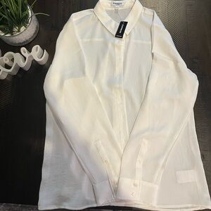Express Ivory Long Sleeve Blouse